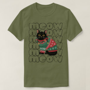Camiseta Funny Black Cat Navidades