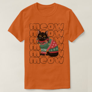Camiseta Funny Black Cat Navidades