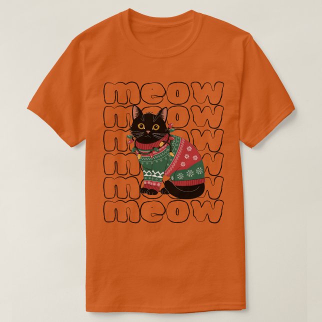 Camiseta Funny Black Cat Navidades (Diseño del anverso)