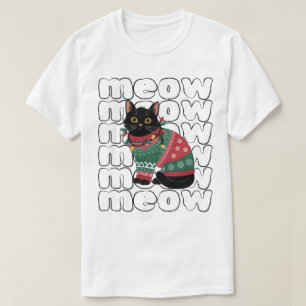 Camiseta Funny Black Cat Navidades