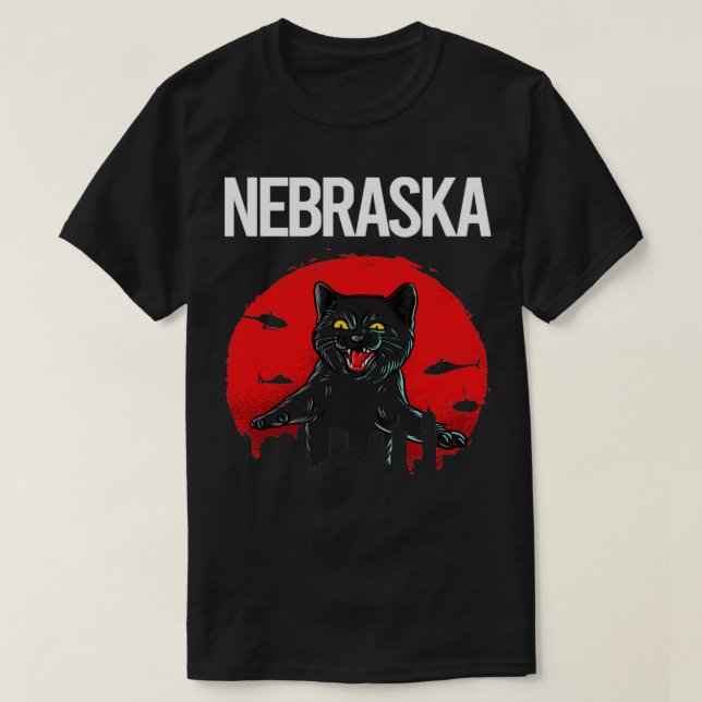 Camiseta Funny Black Cat Nebraska (Diseño del anverso)