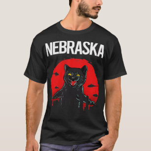 Camiseta Funny Black Cat Nebraska