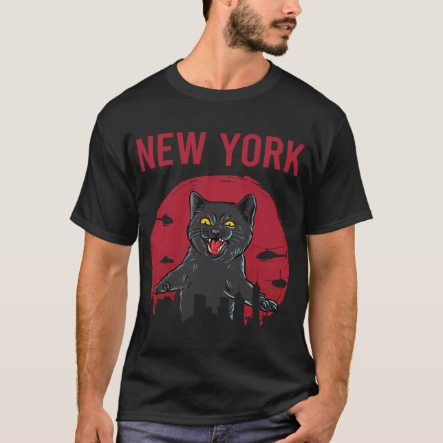 Camiseta Funny Black Cat New York (Anverso)