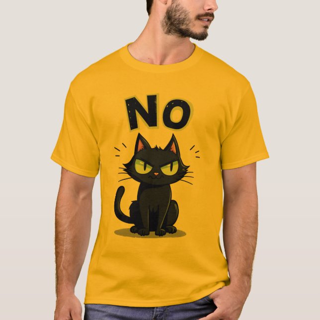 Camiseta Funny Black Cat Says No Graphic T-Shirt for (Anverso)