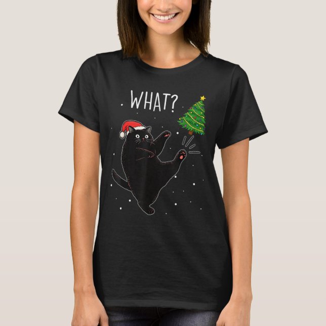 Camiseta Funny Black Cat What_ Christmas Tree Meme Xmas Men (Anverso)