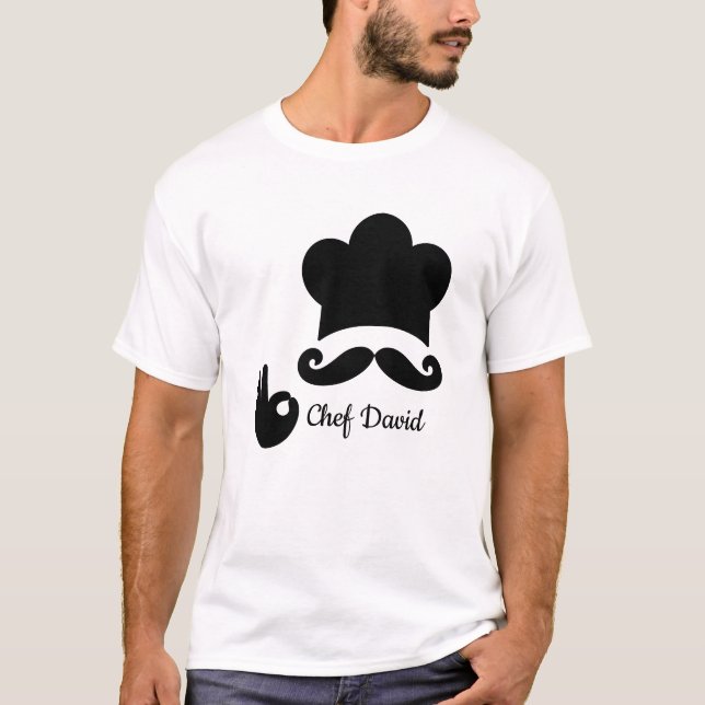 Camiseta Funny Black Mustache Personalizado Chef Gorra de t (Anverso)
