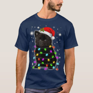 Camiseta Funny Black Pomeranian Santa Hat Christmas Lover