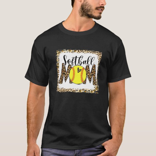 Camiseta Funny Bleached Leopard Softball Mom Softball Mothe (Anverso)