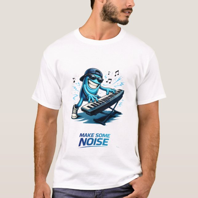 Camiseta Funny Blue Keyboard Player Character Music  (Anverso)