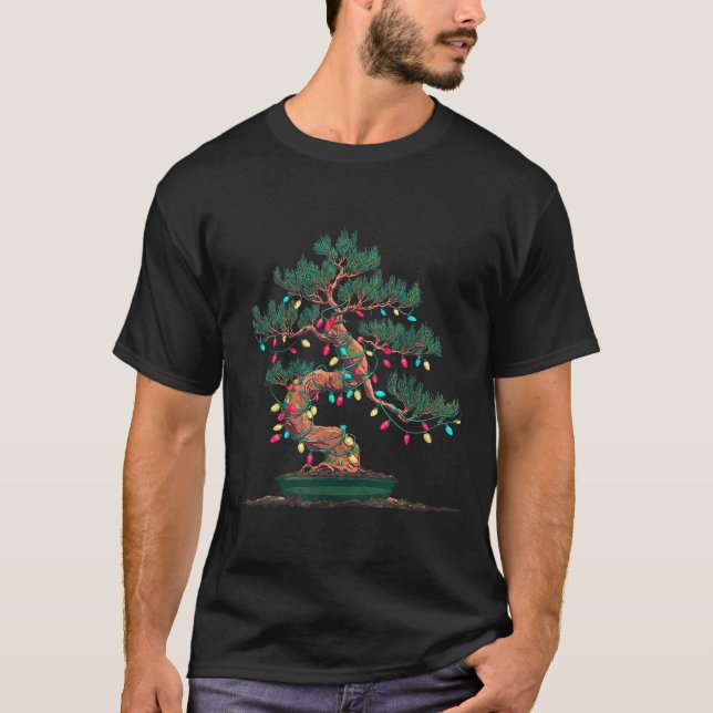 Camiseta Funny Bonsai Tree Christmas Graphics Lights Lover  (Anverso)