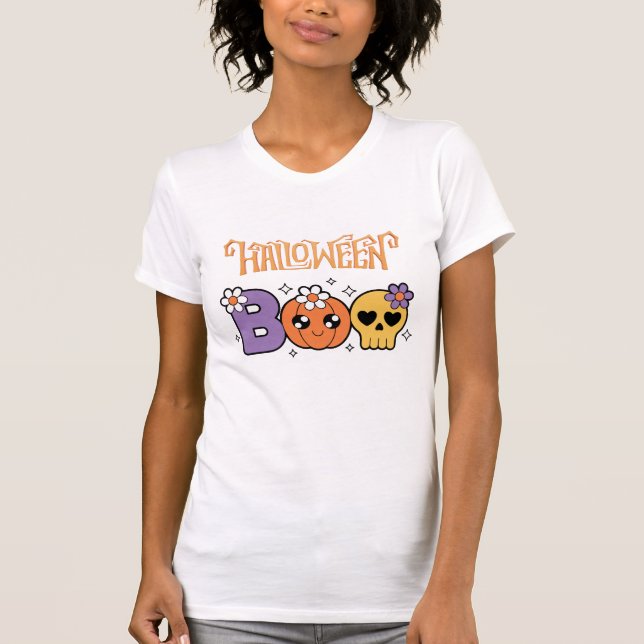 Camiseta Funny Boo Halloween White &orang (Anverso)