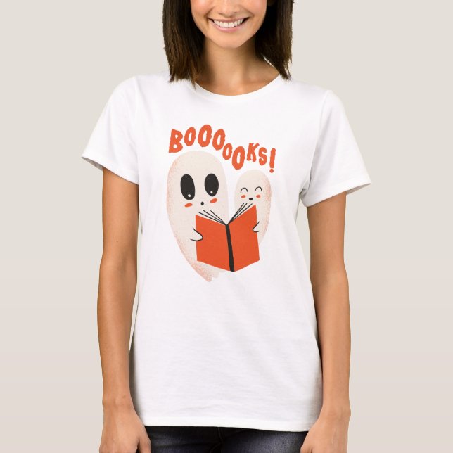 Camiseta Funny Bookworm Ghost Halloween Costume Boooooks (Anverso)