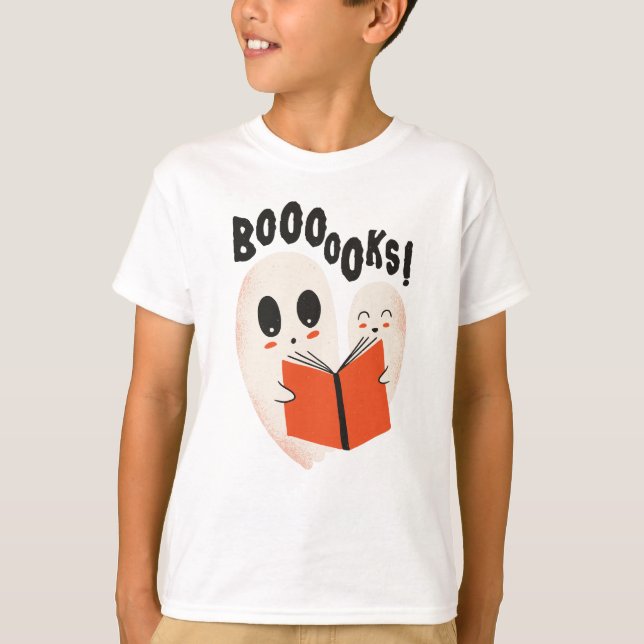 Camiseta Funny Bookworm Ghost Halloween Costume Boooooks (Anverso)