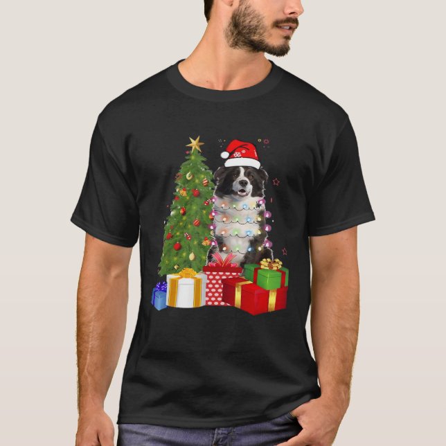 Camiseta Funny Border Collie Christmas Tree Merry Christmas (Anverso)