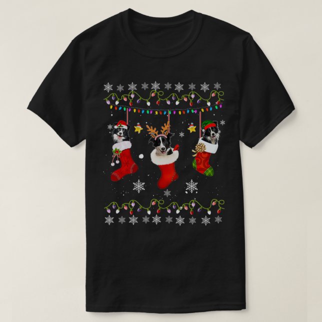 Camiseta Funny Border Collie Navidades Socks Lights Gift Do (Diseño del anverso)