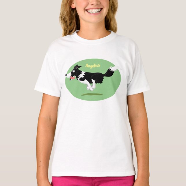 Camiseta Funny Border Collie perro corriendo personalizado (Anverso)