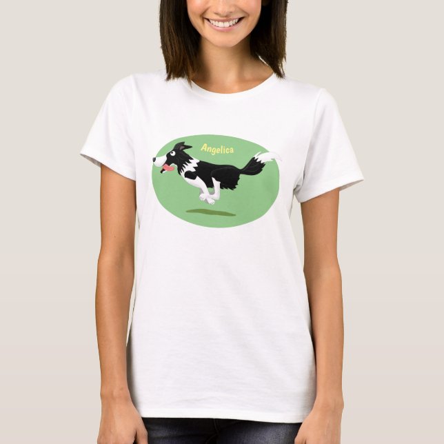 Camiseta Funny Border Collie perro corriendo personalizado (Anverso)