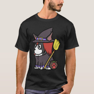 Camiseta Funny Boston Terrier Scary Witch Costume Halloween