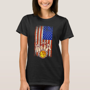 Camiseta Funny Bowler Vintage American Flag Bowling Team