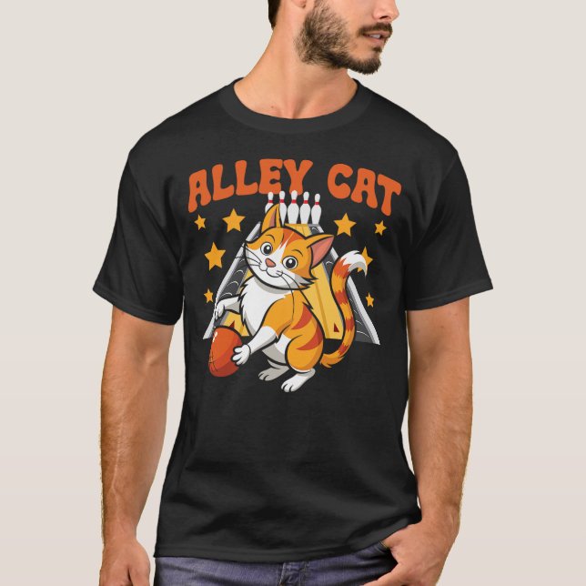 Camiseta Funny Bowling Cat Pun Alley Cat (Anverso)