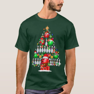 Camiseta Funny Bowling Christmas Tree Lights Xmas Bowling S