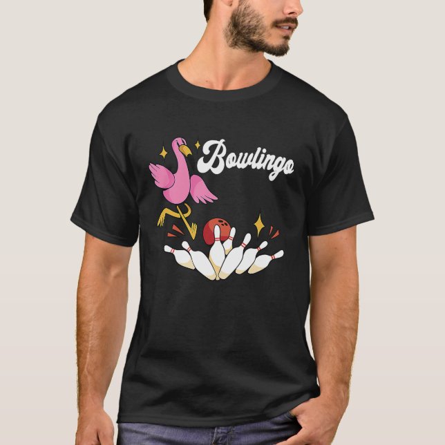 Camiseta Funny Bowling Flamingo Bowler Bowler Pin Strike B (Anverso)