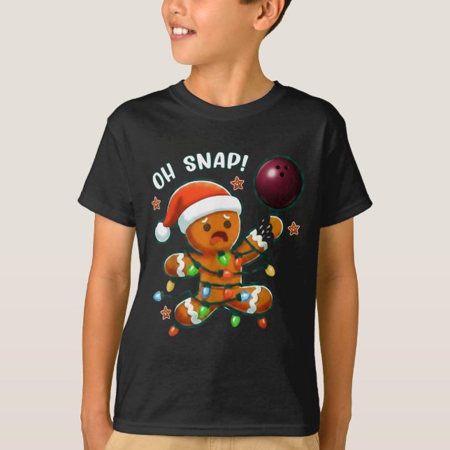 Camiseta Funny Bowling Gingerbread Cookie Lights Oh Snap Gi (Anverso)