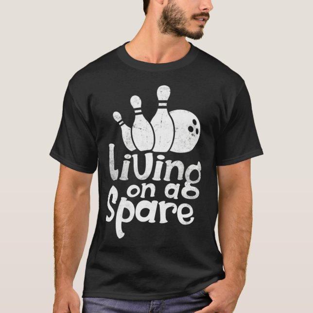 Camiseta Funny Bowling Pin pals Living On A Spare For Men W (Anverso)