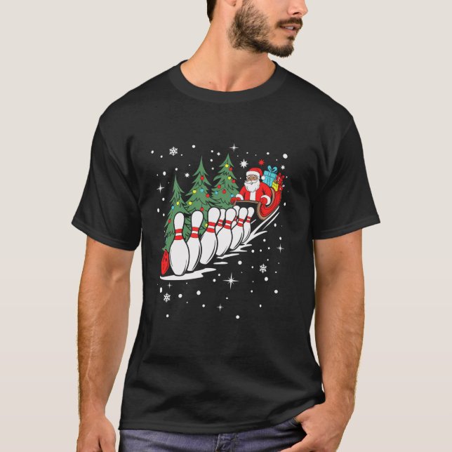 Camiseta Funny Bowling Player Xmas enciende Santa Bowling C (Anverso)