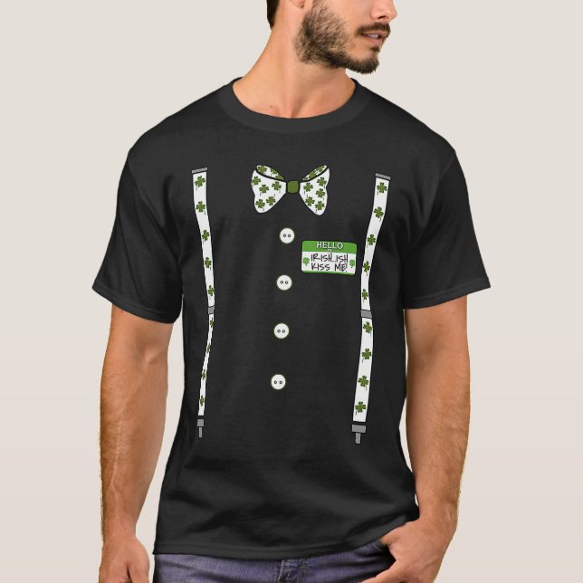 Camiseta Funny Bowtie Suspenders Irish ish Kiss Me St Patri (Anverso)