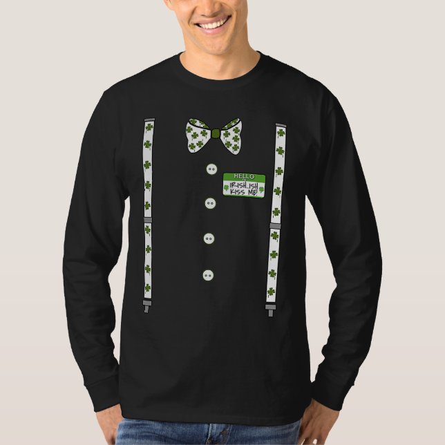 Camiseta Funny Bowtie Suspenders Irish ish Kiss Me St Patri (Anverso)