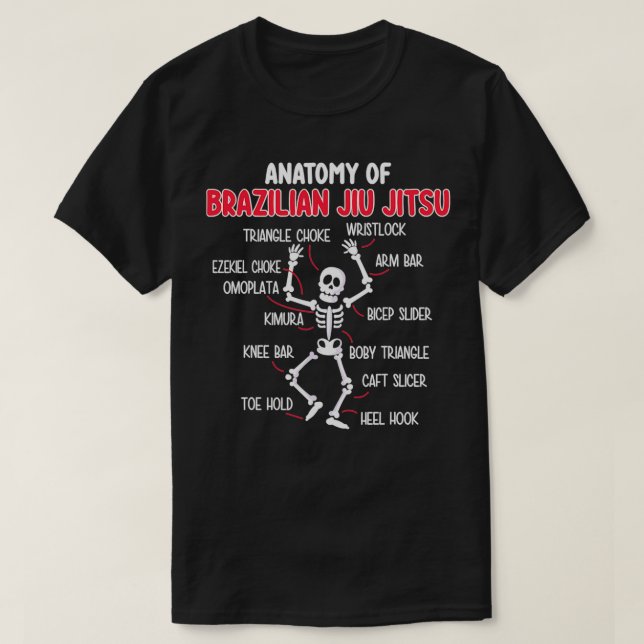 Camiseta Funny Brazilian Jiu Jitsu Skeleton (Diseño del anverso)