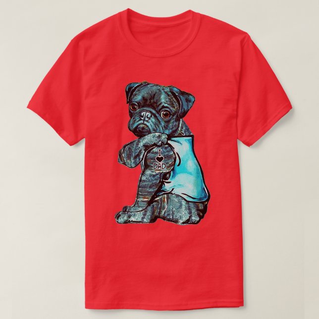 Camiseta Funny Brindle Pug Dog I Love Dad Tattoo Brindle Pu (Diseño del anverso)