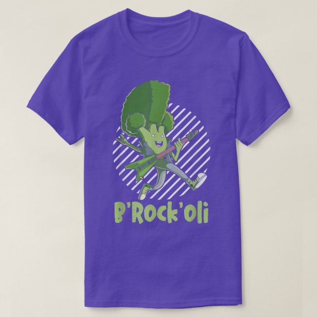 Camiseta Funny Broccoli Vegan Rock Music Bassist Guitarist  (Diseño del anverso)