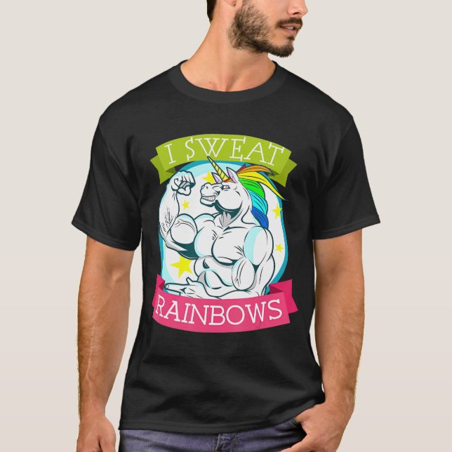 Camiseta Funny Brony Fitness Unicorn Rainbow Gym Exercise (Anverso)