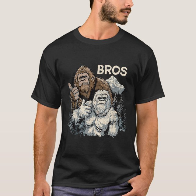 Camiseta Funny Bros Bigfoot Y Yeti Brothers Sasquatch Awe (Anverso)