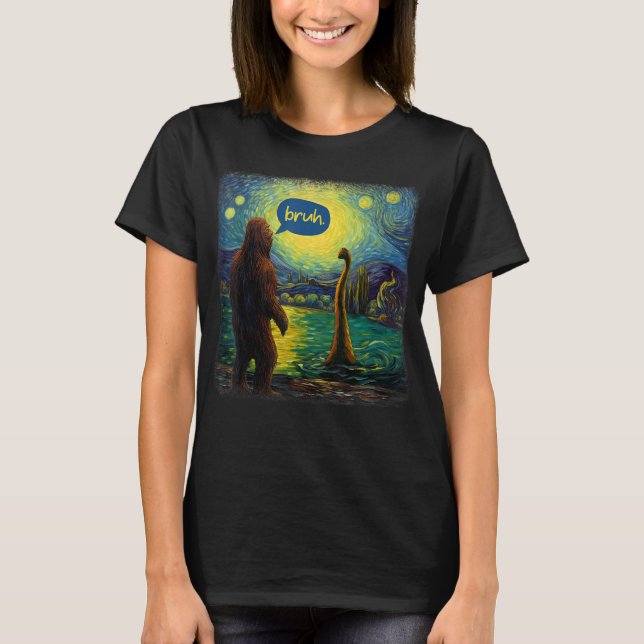 Camiseta Funny Bruh Bigfoot Loch Ness Monster Squatch Sarca (Anverso)