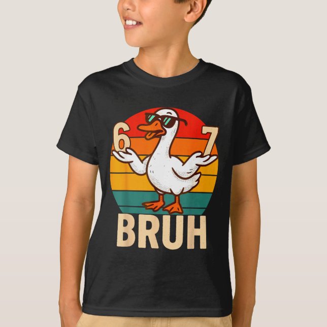 Camiseta Funny Bruh Retro Duck 6 7 Meme Kids Teen Boys  (Anverso)