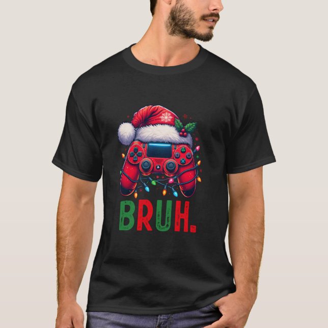 Camiseta Funny Bruh Video Game Controller Navidades Santa G (Anverso)