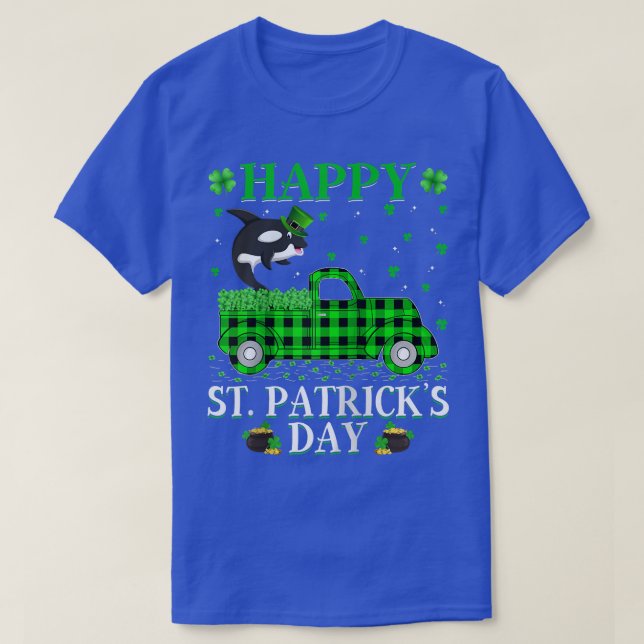 Camiseta Funny Buffalo Plaid Green Truck Orca Fish St Patri (Diseño del anverso)