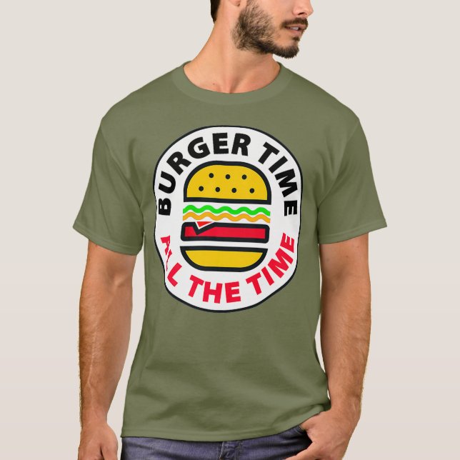 Camiseta FUNNY BURGER TIME comedia chiste comida rápida bas (Anverso)