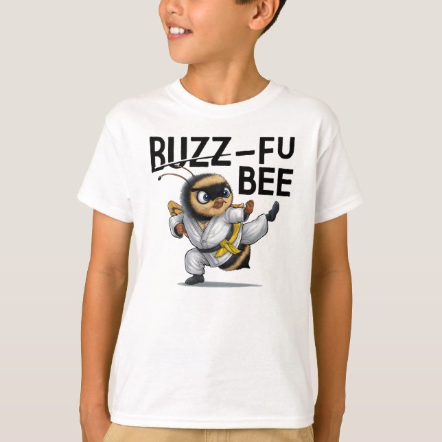 Camiseta Funny Buzz-Fu Bee Martial Arts (Anverso)