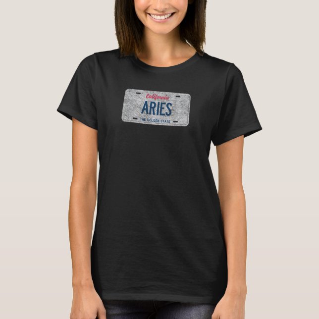 Camiseta Funny Ca State Vanity License Plate Aries (Anverso)
