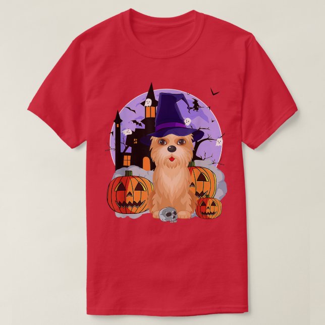 Camiseta Funny Cairn Terrier Dog Halloween Witch Pumpkin T (Diseño del anverso)
