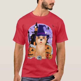 Camiseta Funny Cairn Terrier Dog Halloween Witch Pumpkin T