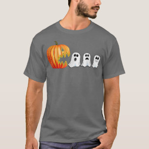 Camiseta Funny Calabaza de Halloween comiendo fantasma, hom