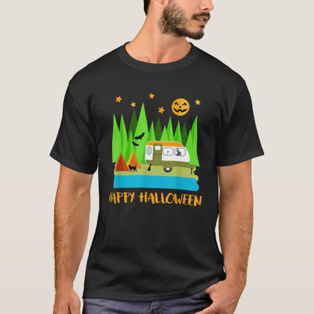 Camiseta Funny Calabaza Feliz Camp-O-Ween Camping Lover Dad (Anverso)