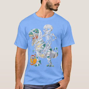 Camiseta Funny Calabaza Skeleton Riding Mummy Dinosaur T