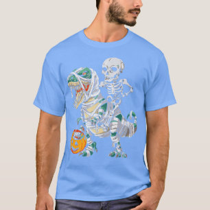 Camiseta Funny Calabaza Skeleton Riding Mummy Dinosaur T