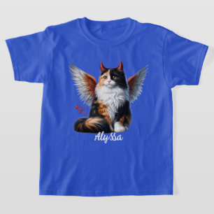 Camiseta Funny Calico Demon y Angel Cat